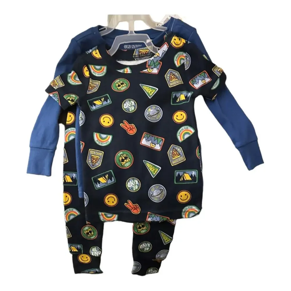 Old Navy 3-Piece Graphic Adventure Is Calling Pajama Set Blue 18-24 Months New